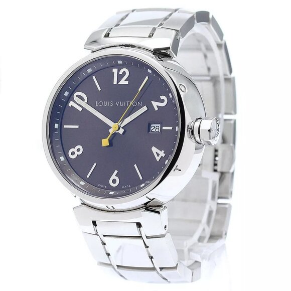 LOUIS VUITTON Tambour Q1111 Date Brown Dial Quartz Men's Watch - Picture 1 of 12